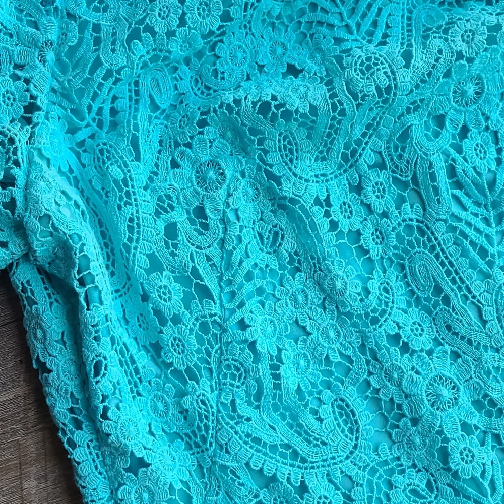 Ralph Lauren Light Blue Lace Shift Dress - Sz 16 - Picture 5 of 11